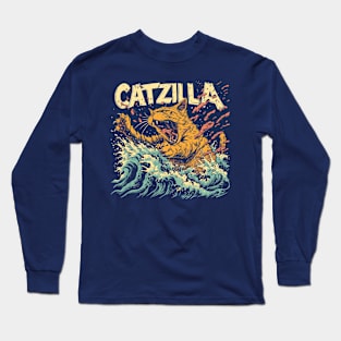 Catzilla Comics Tee: Wear the Feline Fury! Long Sleeve T-Shirt